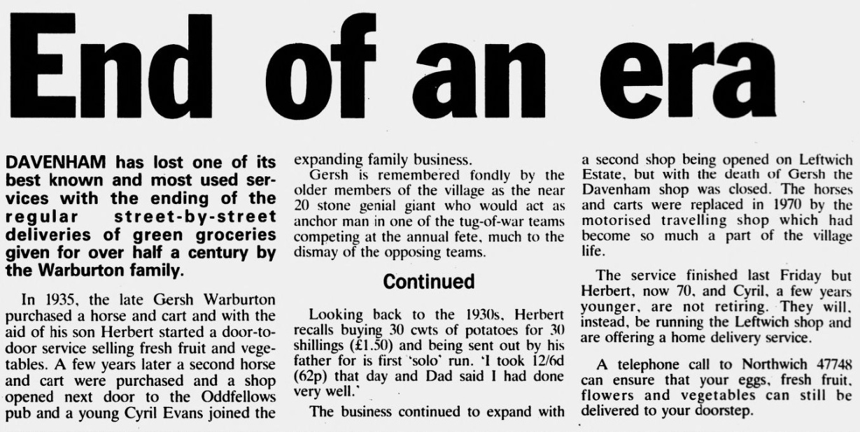 End of an era 4Nov1992 Northwich Chronicle End of an era 4Nov1992 Northwich Chronicle